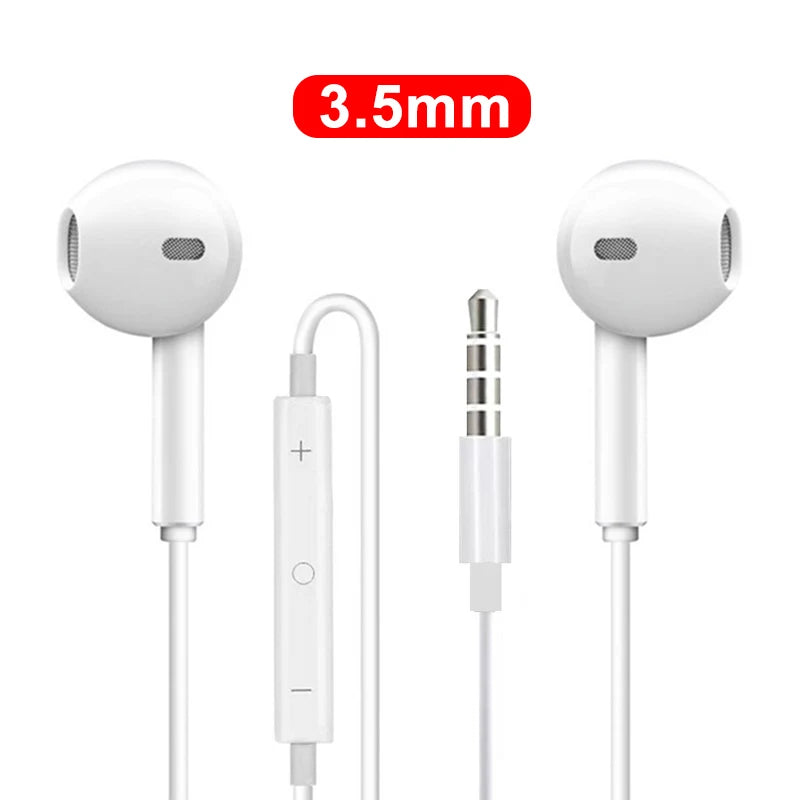Headphones In Ear Headset Wired Earphones For iPhone 16 Pro Max 7 8 XS XR 11 12 13 14 Microphone Stereo Earbuds In-line Control