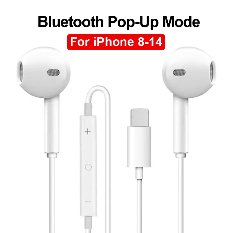 Headphones In Ear Headset Wired Earphones For iPhone 16 Pro Max 7 8 XS XR 11 12 13 14 Microphone Stereo Earbuds In-line Control