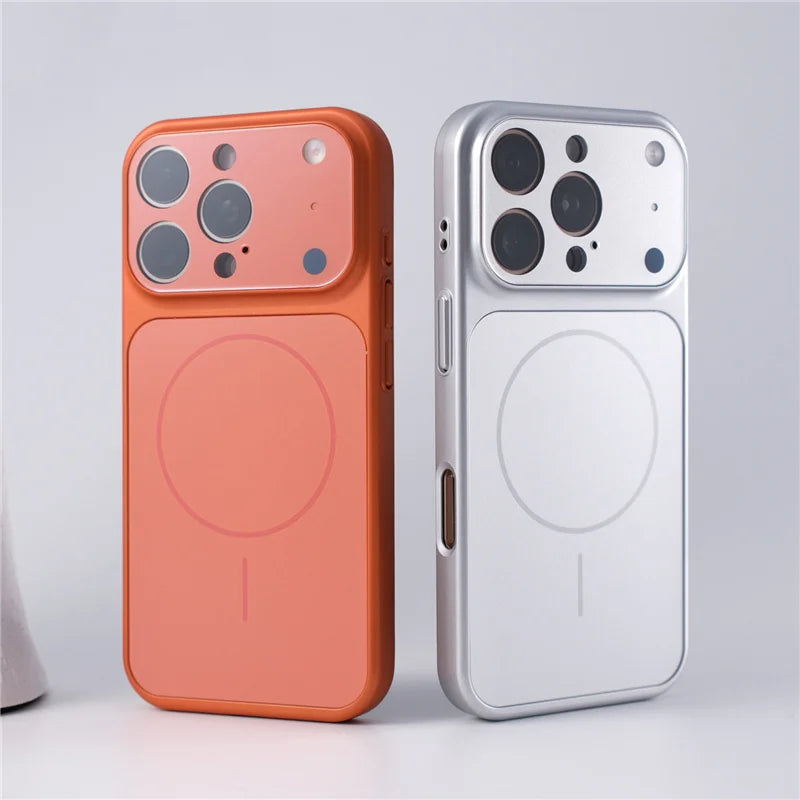 Full Camera Lens Protection Matte Plating Magsafe Case For iPhone 17Air 15 16 17Pro Max Hit Color Shockproof Hard Back Cover