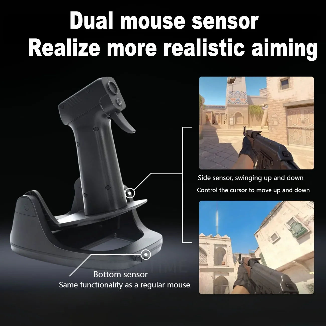 Gun Shaped Shooting Mouse Wired Vertical Handle Pistol Trigger Dual Sensor FPS Game Realistic Aiming For CS:GO PUBG