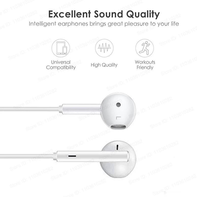 Headphones In Ear Headset Wired Earphones For iPhone 16 Pro Max 7 8 XS XR 11 12 13 14 Microphone Stereo Earbuds In-line Control