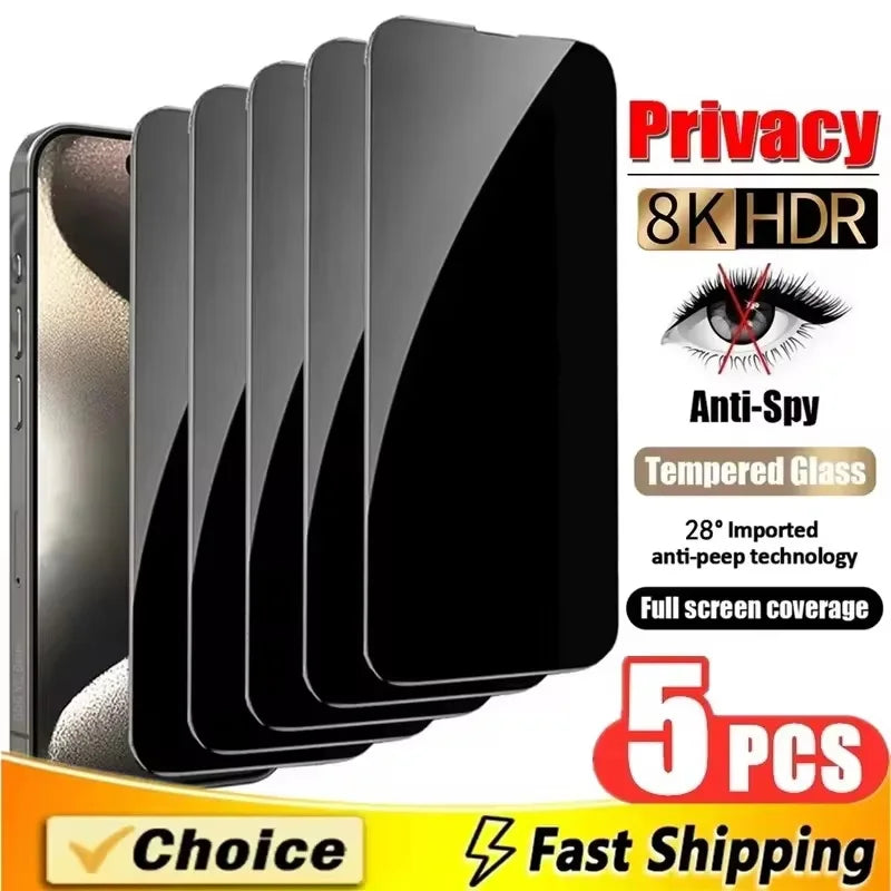 Anti-Spy Glass For iPhone 17 Pro Max 16 13 12 11 14 15 Pro Max Privacy Screen Protectors For iPhone X XS XR 8 SE Tempered Glass
