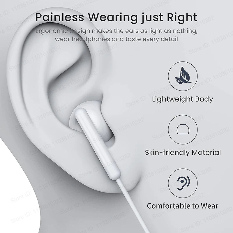 Headphones In Ear Headset Wired Earphones For iPhone 16 Pro Max 7 8 XS XR 11 12 13 14 Microphone Stereo Earbuds In-line Control